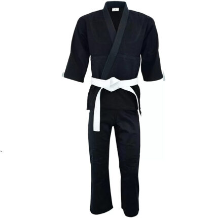 Custom Black Heavyweight Brazilian Jiu-Jitsu (BJJ) / Judo Gi Uniform Set with White Belt