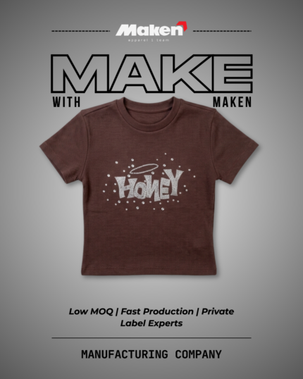 Maken Brown Rhinestone "HONEY" Tee