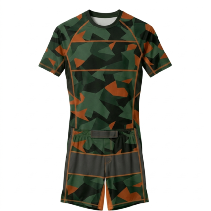 Custom Geometric Camo MMA Rash Guard & Fight Shorts Set