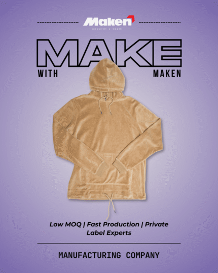 Maken Camel Plush Velour Drawstring Hoodie