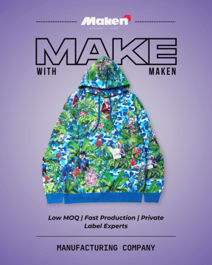 Maken Blue Jungle Monkey Graphic Hoodie