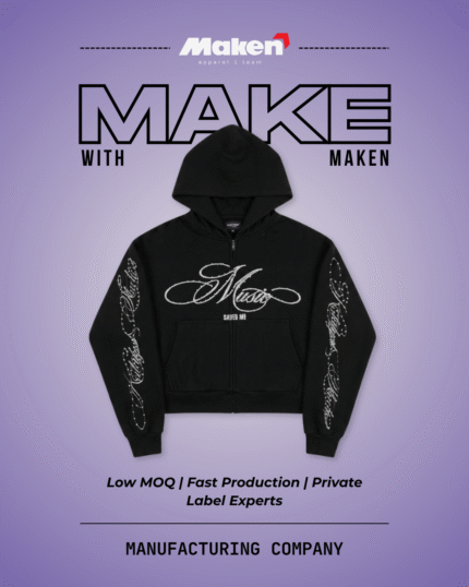 Maken Black "Music Saved Me" Rhinestone Hoodie