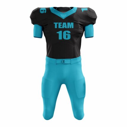 Custom Cyan Black Authentic Football Uniform (with Integrated Pads)