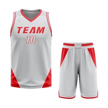 Custom Light Gray- Red Authentic Throwback Basketball Uniform