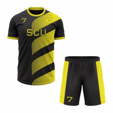 Custom Black Yellow Sublimation Soccer Uniform