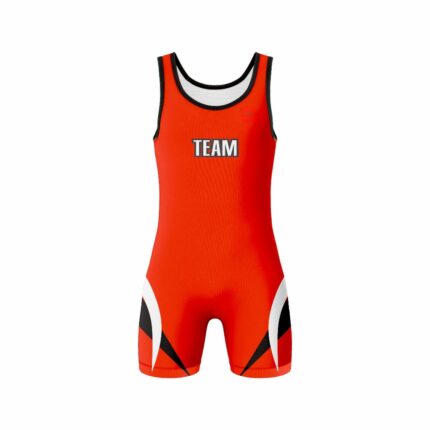 CUSTOM Orange white black WRESTLING SINGLET