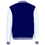 Men's Plain Two-Tone Varsity Letterman Jacket (Royal Blue / White) - Image 3
